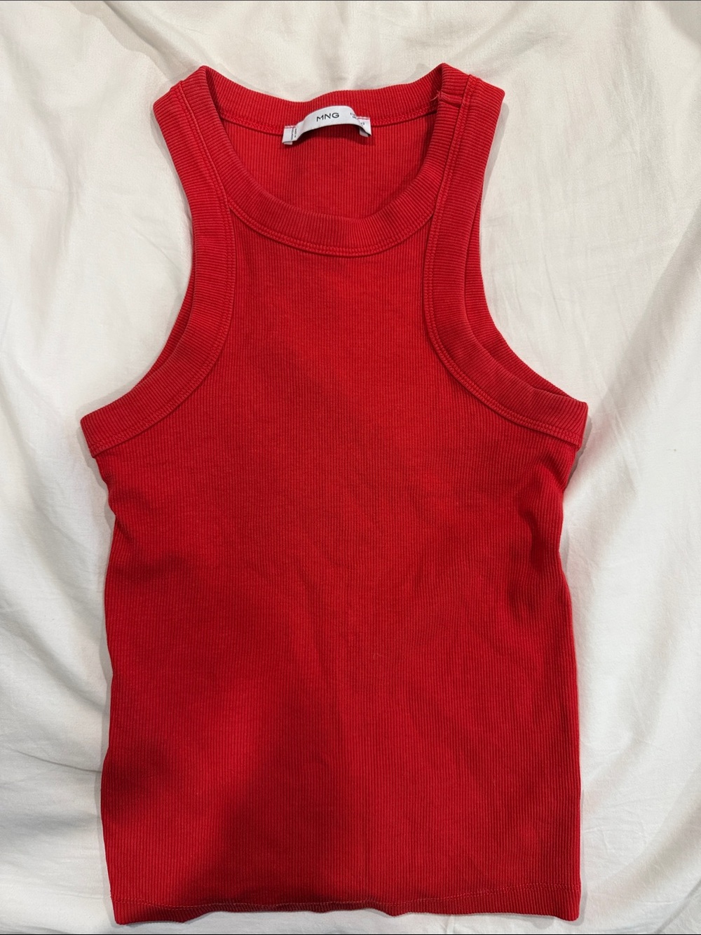 Mango Bright Red Ribbed Racerback Tank